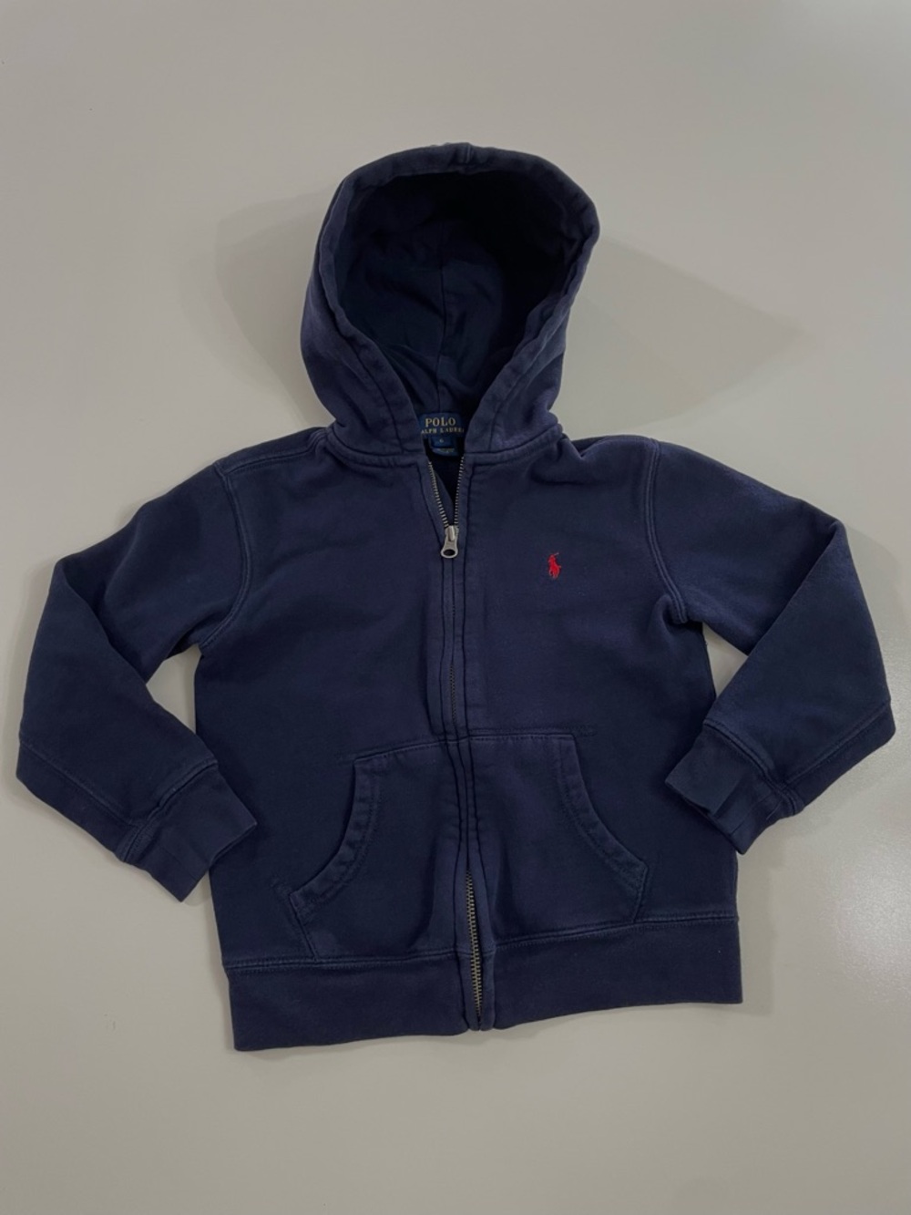 Polo Ralph Lauren Navy Zip-Up Hoodie Kids 6 Streetwear School Fall Comfy Preppy